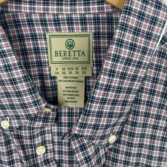 NWT Beretta Classic Wood Drip Dry Long Sleeve Button Down Shirt Black/White-3XL - Picture 2 of 5